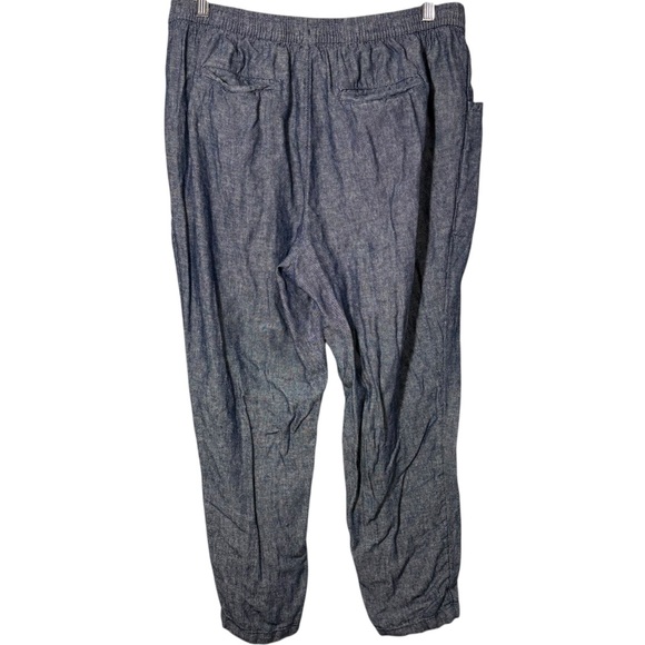 OLD NAVY | Chambray Blue Linen High Rise Crop Taper Pull-On Casual Pants size L - Picture 8 of 12